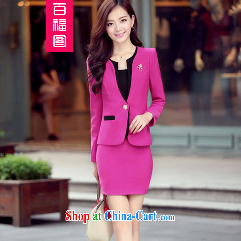100 Of The 2015 spring and summer and autumn new clothing small suits cultivating two piece set skirt OL career package of red XXL