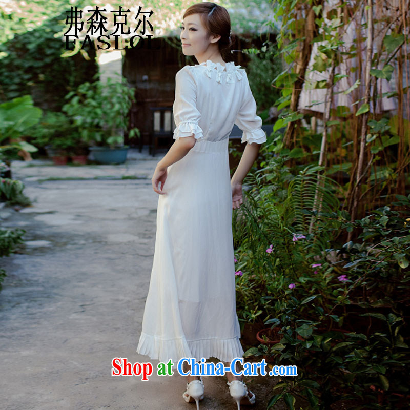 Frank, Michael the new retro simple cuff in butterfly collar dresses beauty flouncing skirt 6876 white XL, frank, Michael (FASLOL), online shopping
