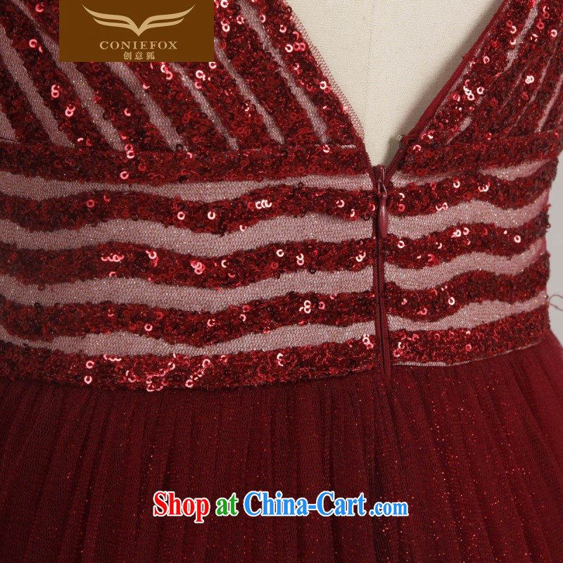 Creative Fox Evening Dress New Red bows dress V deep sense of fall dress long skirt wedding dress welcome dress the dress 30,580 red XXL, creative Fox (coniefox), online shopping