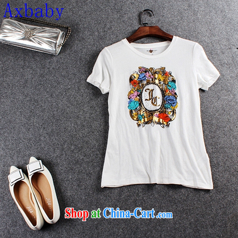 Axbaby European site to the staple pearl cultivation T-shirt 2015 spring and summer new female dress white L, love Yan Abebe Bikila (Axbaby), and, on-line shopping