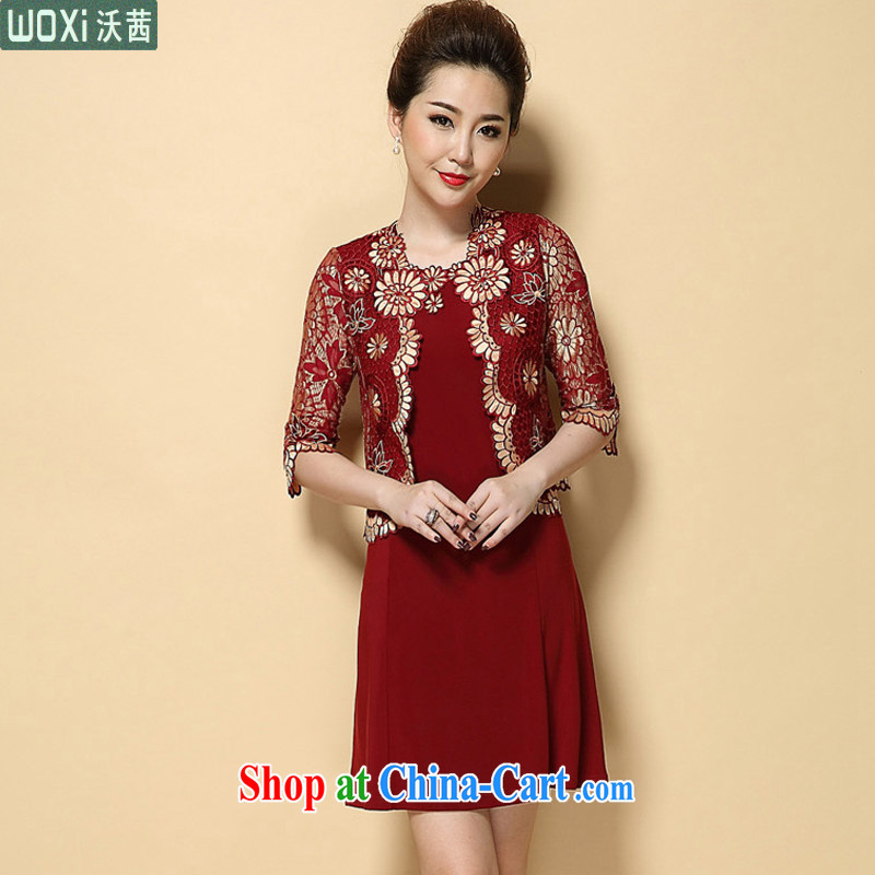 Kosovo Lucy _Woxi_ in 2015 older larger wedding wedding mom with two-piece double-yi skirt cuff in girls 6351 red _pre-sale July 26 A_ XXXXL