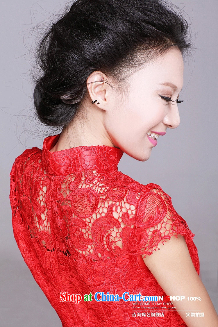 Bridal wedding dresses small improved stylish bows service 2015 New Red 6021 retro lace short cheongsam long XXL pictures, price, brand platters! Elections are good character, the national distribution, so why buy now enjoy more preferential! Health