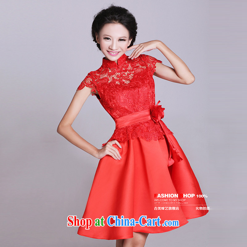 Bridal wedding dresses small improved stylish bows service 2015 New Red 6021 retro lace short cheongsam long XXL, Jimmy married arts, shopping on the Internet