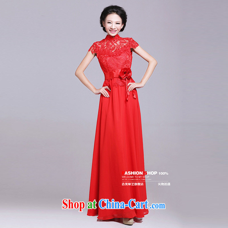 Bridal wedding dresses small improved stylish bows service 2015 New Red 6021 retro lace short cheongsam long XXL, Jimmy married arts, shopping on the Internet