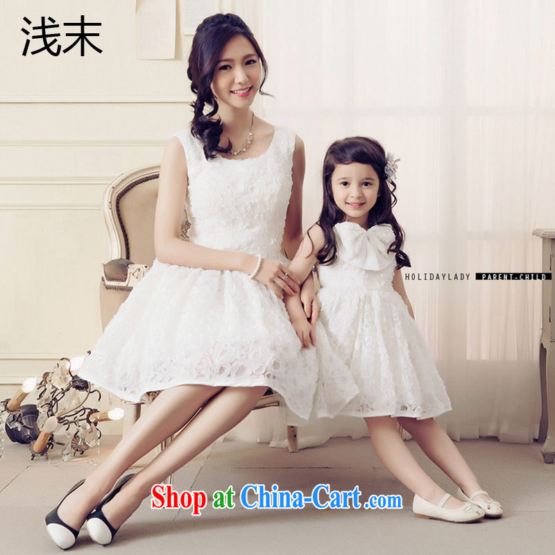 Light (at the end QIAN MO) Korean sweet roses embroidery, bow-tie the skirt swing dress skirt summer parent-child AK 103 - AK 303 adults XXL white, light, and shopping on the Internet
