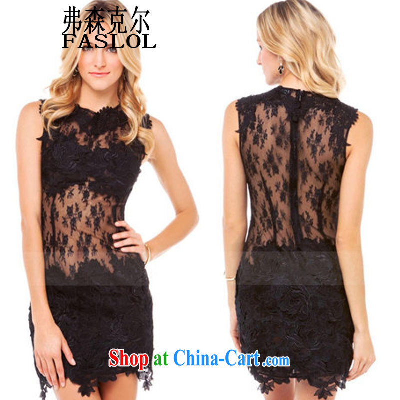 Frank, Michael the American and European luxury rose Web yarn lace stereo hook-pin embroidery lace overlay dress dress dress 8126 black XL, frank, Michael (FASLOL), online shopping