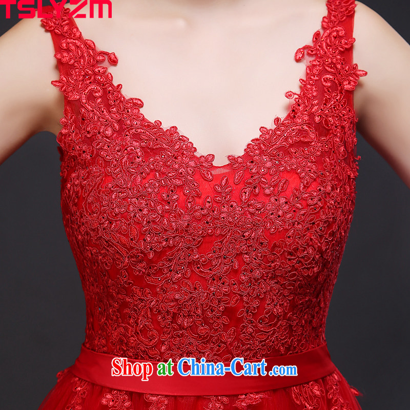 Tslyzm bridal lace bows serving your shoulders back exposed water drill dress long 2015 new summer waist graphics thin pregnant women high waist moderator women dress red XXL, Tslyzm, shopping on the Internet