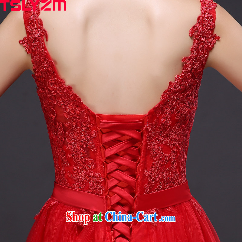 Tslyzm bridal lace bows serving your shoulders back exposed water drill dress long 2015 new summer waist graphics thin pregnant women high waist moderator women dress red XXL, Tslyzm, shopping on the Internet