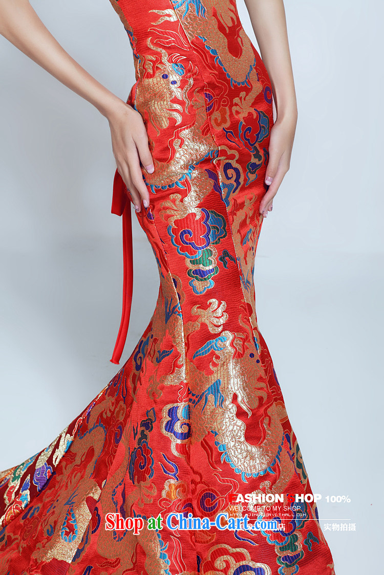 dragon robe dress wedding bridal Chinese Jimmy married arts 2015 new graphics thin tail 6029 Red Gold dresses gold M pictures, price, brand platters! Elections are good character, the national distribution, so why buy now enjoy more preferential! Health