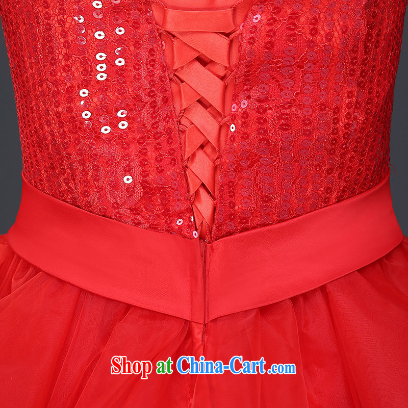 7-Color 7 tone 2015 new summer fashion erase chest dresses wedding banquet dress female short bridal toast clothing dress L 045 red tailored (final), 7 color 7 tone, shopping on the Internet