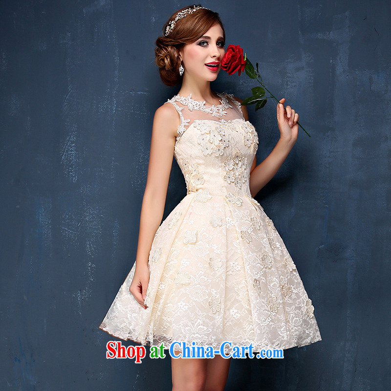 bridesmaid champagne color small dresses summer 2015 new Korean double-shoulder short video thin banquet dress champagne color XL (waist 2.3), Mrs Alexa Lam, and, on-line shopping