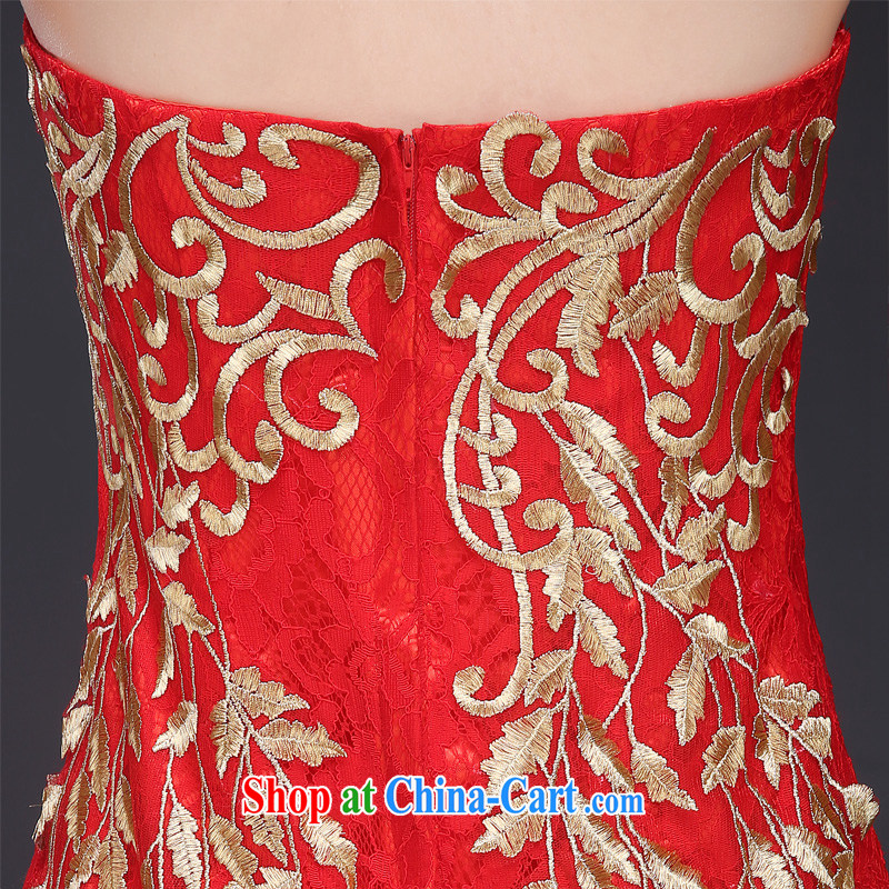 Qi wei summer 2015 new wedding dresses bare chest at Merlion bows. Stylish beauty bridal wedding dress long zipper dress female Red XXL, Qi wei (QI WAVE), online shopping