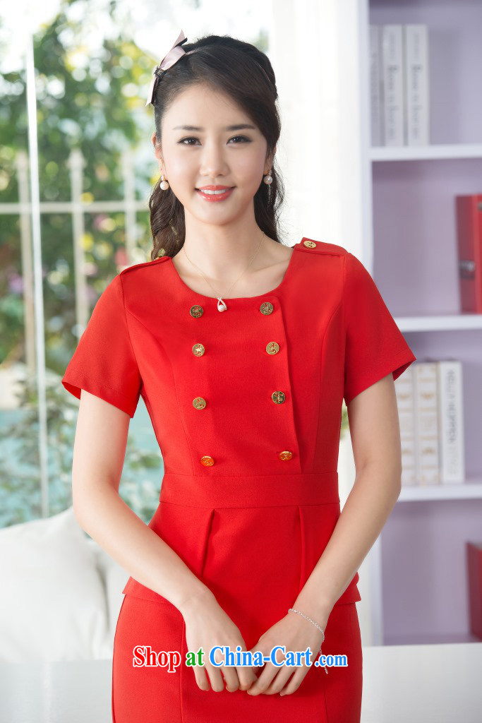 Axbaby new work with a short-sleeved dresses summer OL commuter career even skirt style clothing female air hostesses dress red XXXL pictures, price, brand platters! Elections are good character, the national distribution, so why buy now enjoy more preferential! Health