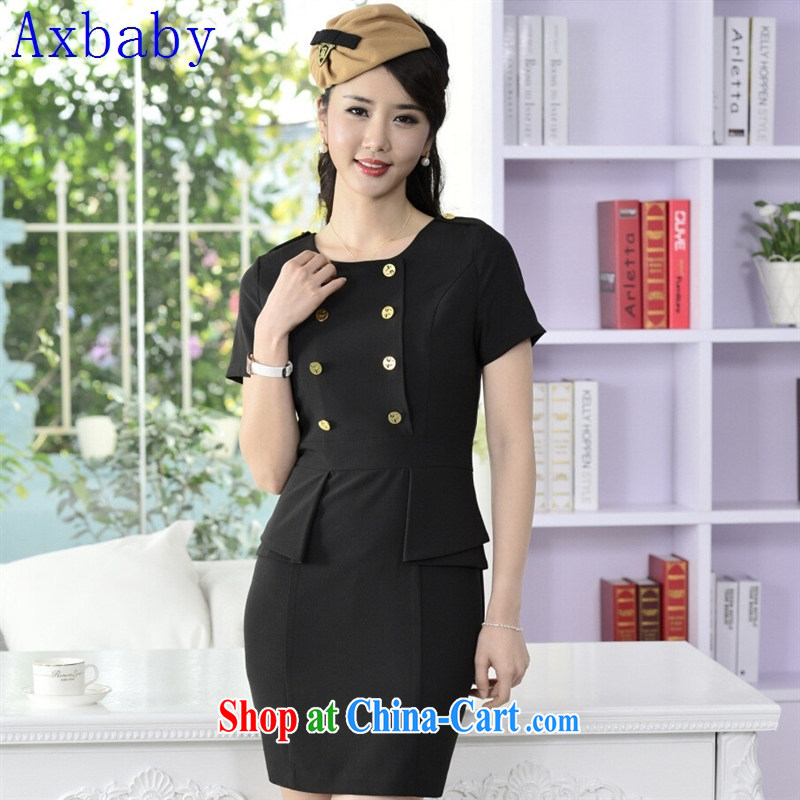 Axbaby new work with short-sleeved dresses summer OL commuter career even skirt style clothing female air hostesses dress red XXXL, love Yan Babe (Axbaby), online shopping