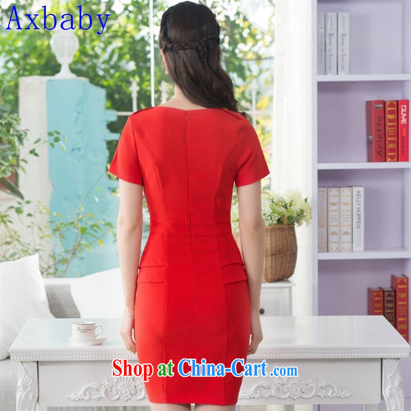 Axbaby new work with short-sleeved dresses summer OL commuter career even skirt style clothing female air hostesses dress red XXXL, love Yan Babe (Axbaby), online shopping