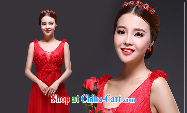 Tslyzm bridal toast dress shoulders V collar long banquet dress red 2015 new water drilling lace moderator female Red XXL pictures, price, brand platters! Elections are good character, the national distribution, so why buy now enjoy more preferential! Health