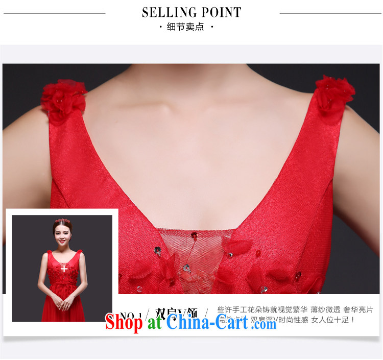 Tslyzm bridal toast dress shoulders V collar long banquet dress red 2015 new water drilling lace moderator female Red XXL pictures, price, brand platters! Elections are good character, the national distribution, so why buy now enjoy more preferential! Health