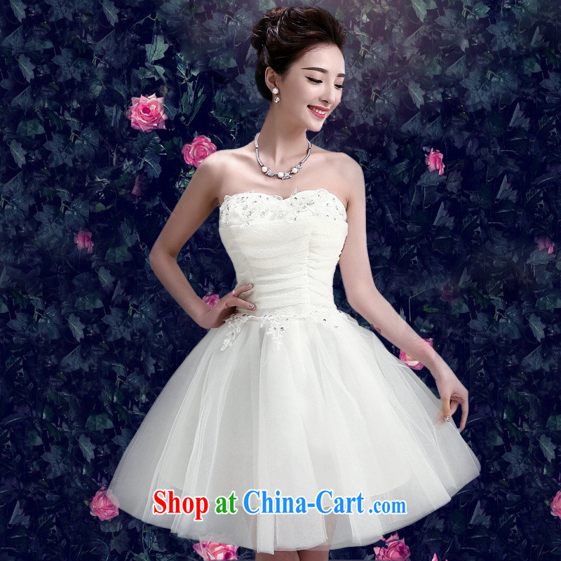 joshon _Joe bridesmaid sister's dress stage debut Service graduated from small dress white short, short skirt with lace yarn Web Picture Color XL