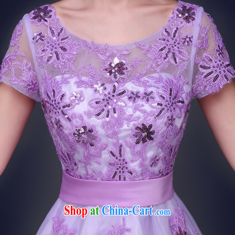Jie MIA dress short 2015 new summer purple short-sleeved lace banquet the betrothal small dress hostess service performance female light purple XXL, Jake Mia, and shopping on the Internet