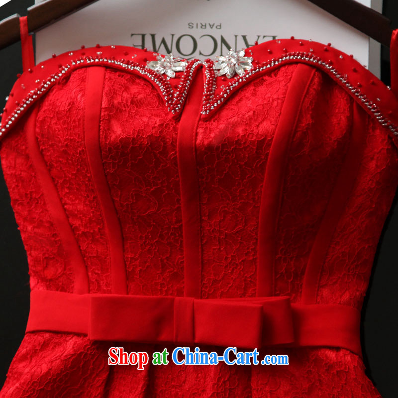 2015 new bride toast wiped his chest wedding dress red stylish wiped his chest, short the code dress summer back-door service throughout the bind over for package and short, small dress red made 7 Day Shipping does not return does not change, love, China,
