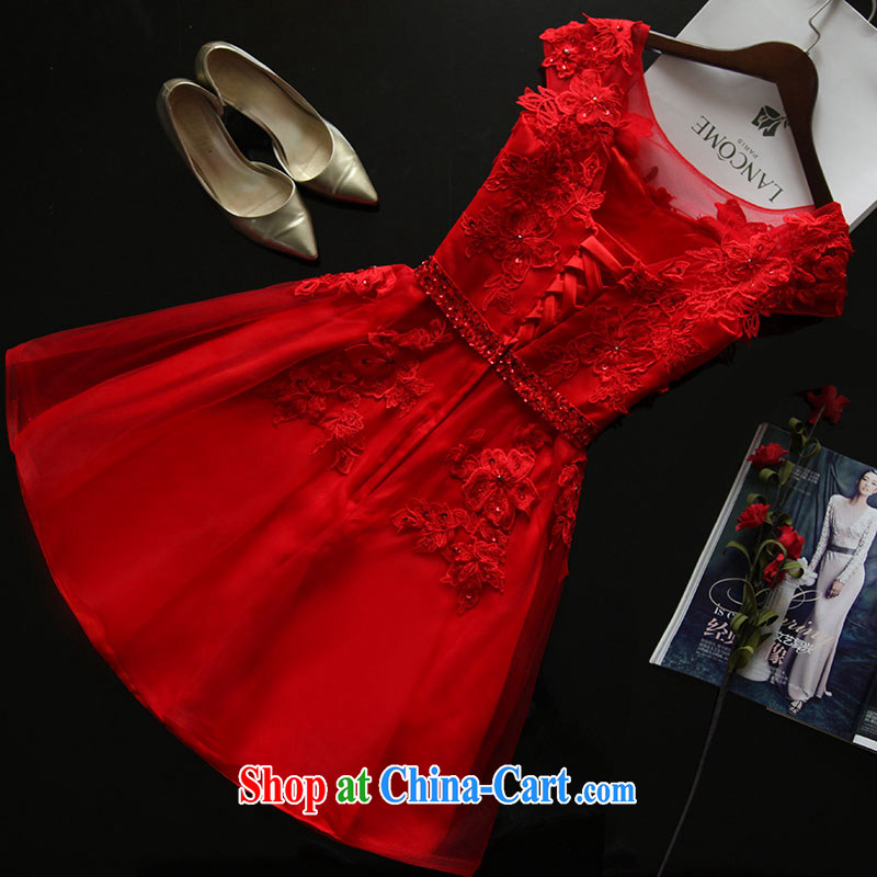 Bride's 2015 spring and summer new, small dress the Field shoulder lace bows serving short red, marriage back to the short skirt short performances, serving a strap beauty dress red made 7 Day Shipping does not return does not change, love, and, shopping