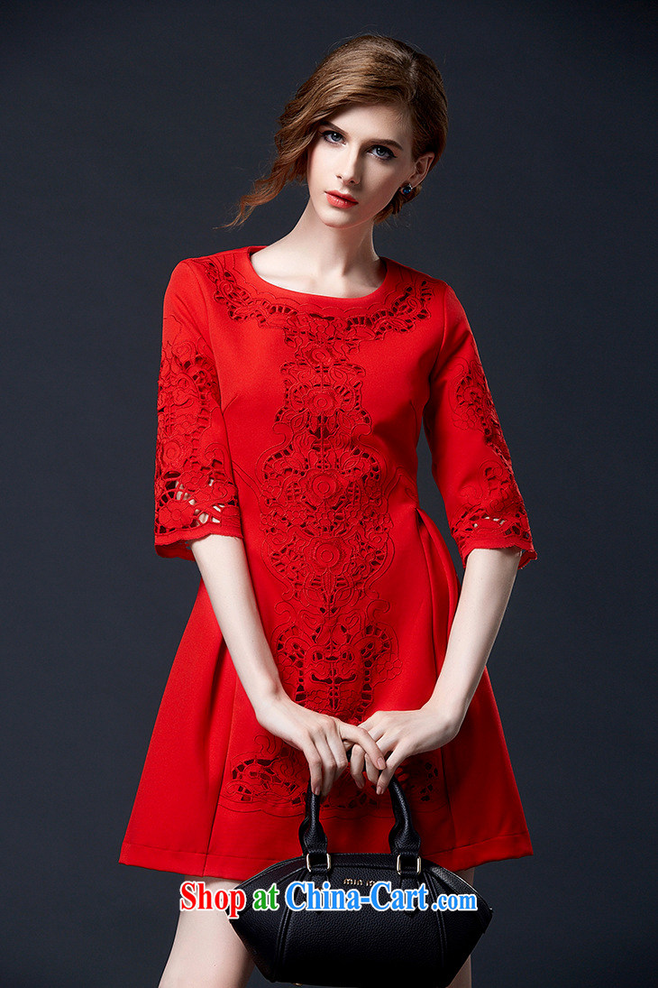 The poetry film fall 2015 with new heavy industry embroidery Openwork check flower cuff dress red bridal wedding dresses toast female Red XL pictures, price, brand platters! Elections are good character, the national distribution, so why buy now enjoy more preferential! Health