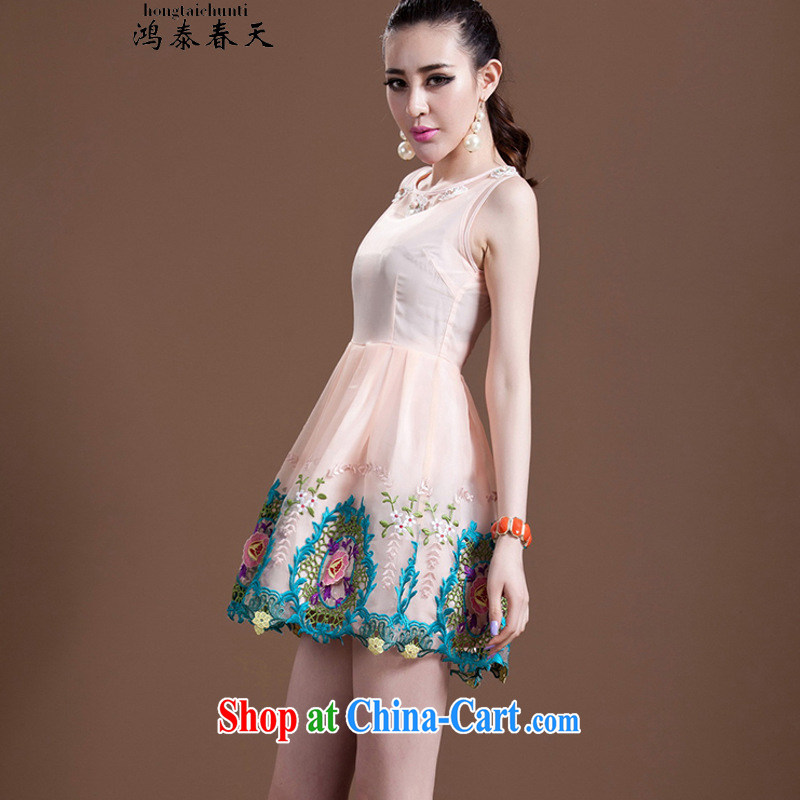 Hung Tai spring Delta new women princess in Europe and shaggy skirts embroidered embroidery European root dress generation 2.636029 billion pink M, Hung Tai spring (hongtaichuntian), and, on-line shopping