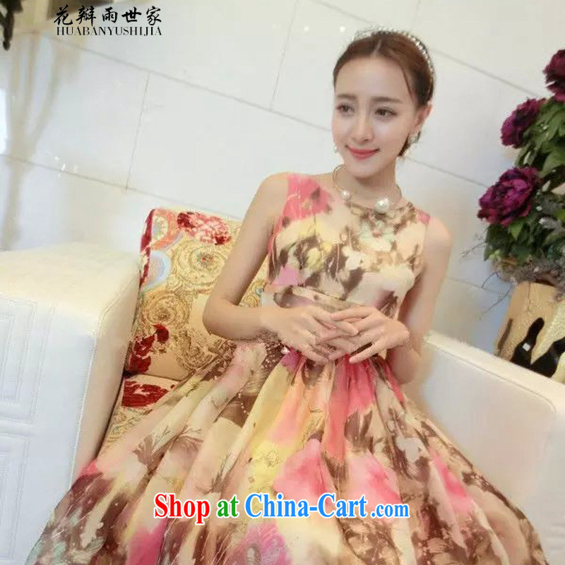 Flower Petals rain saga should be new and stylish sweet stamp duty holiday large fancy dress beach skirt and suit 33903975 L, petal rain saga, shopping on the Internet