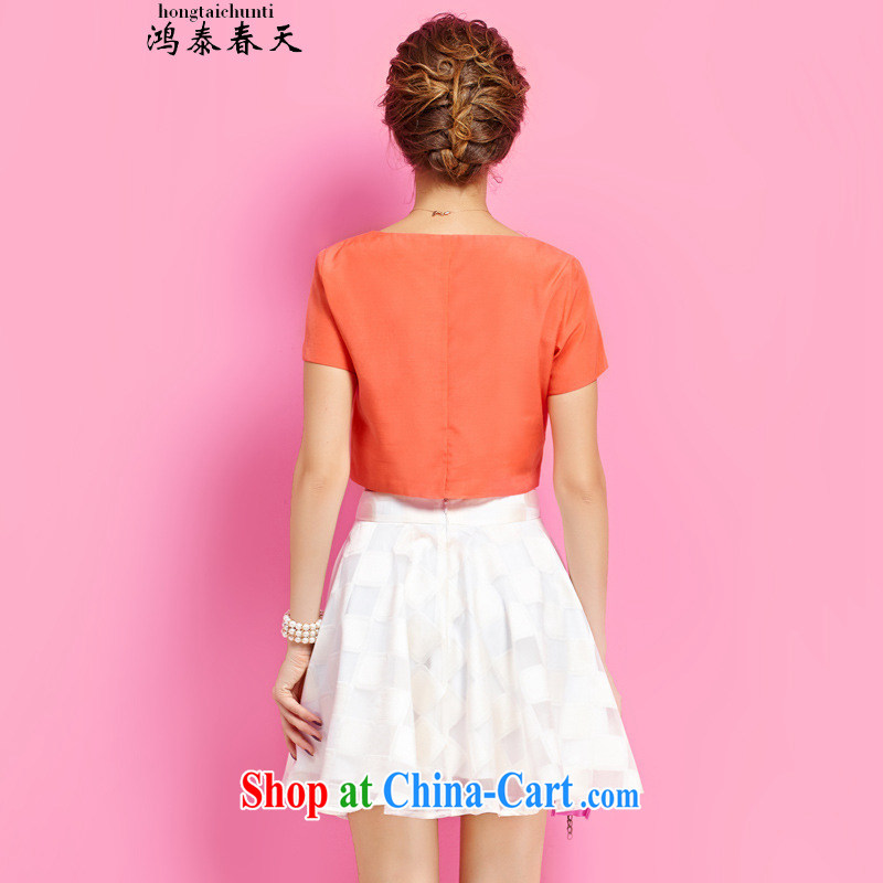 Leong Che-hung Tai SPRING SHOULD BE summer leisure package and stylish graphics thin T-shirt body skirt two piece set with skirt generation 263655370 orange M, Hung Tai spring (hongtaichuntian), online shopping