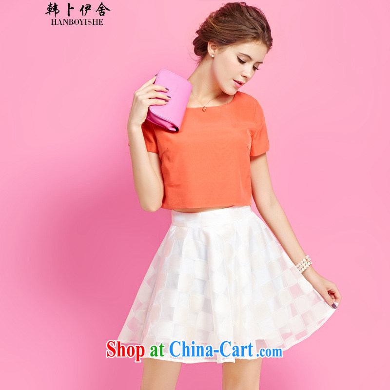Korea, the rounded academic summer leisure package and stylish graphics thin T-shirt body skirt two piece set with skirt generation 263655370 orange XL, won the Iraq (HANBOYISHE), shopping on the Internet