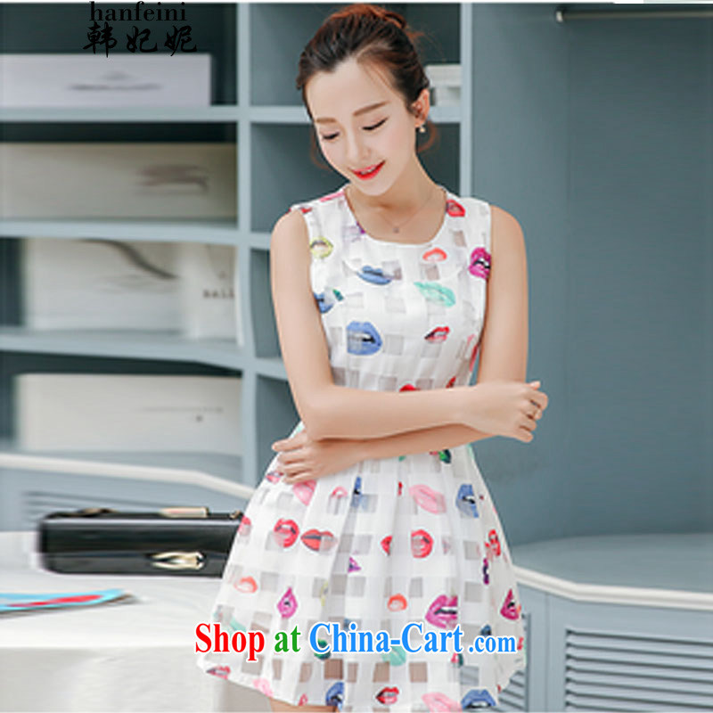 Korean Princess Anne summer beauty lips shaggy sleeveless vest dress the 40880140 white S