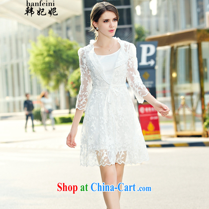 Korean Princess Anne shaggy skirts European root dress summer European site high waist Lace Embroidery skirt generation 263650185 white S
