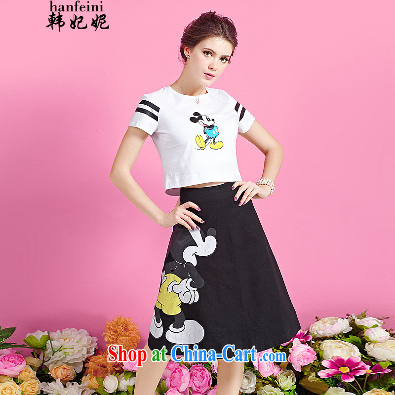 Korean Princess Anne girls summer round-collar short-sleeve high waist A Field two-piece generation 263655168 black L