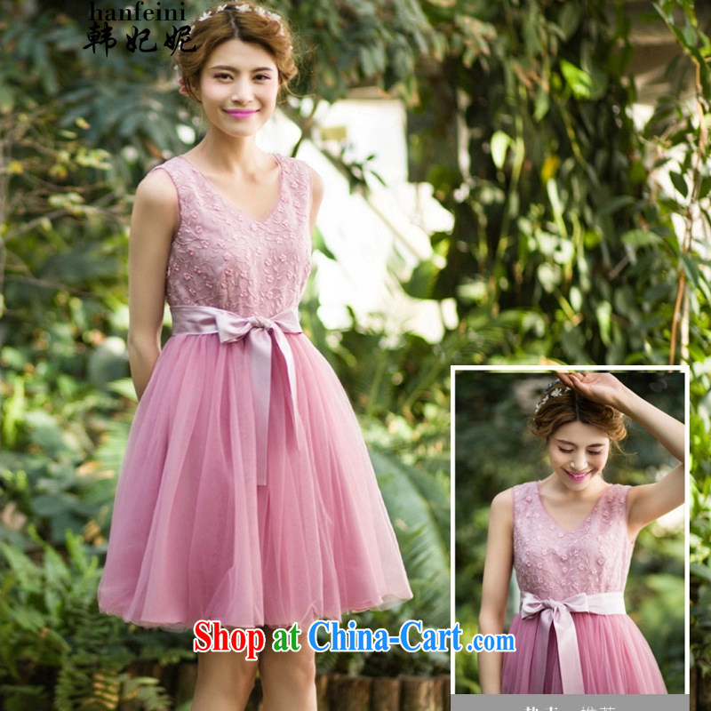 Korean Princess Anne summer ladies dress in V collar sleeveless dresses large skirt generation 263652060 pink XL, Korean Princess Anne (hanfeini), online shopping