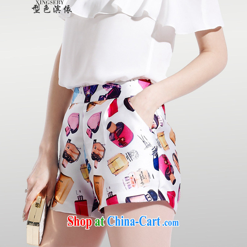 Type color bin in accordance with the two-piece larger blouses covered shoulders snow woven short-sleeved stamp stylish package for 327 B 980,339 white XL, Goshiki (XINGSEBY), and, on-line shopping