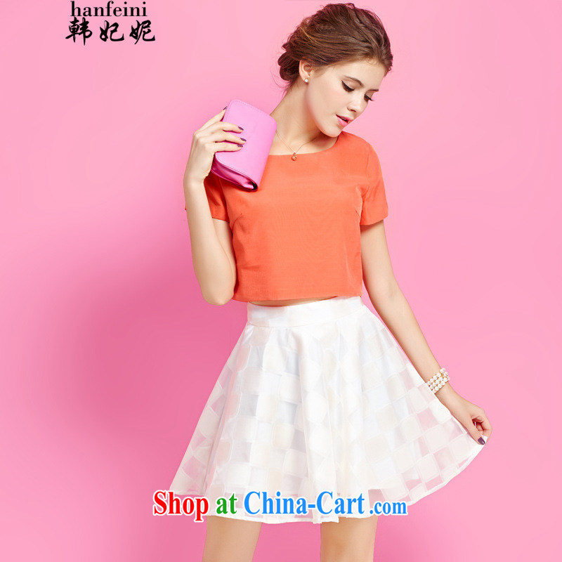 Korean Princess Anne summer leisure package and stylish graphics thin T-shirt body skirt two piece set with skirt generation 263655370 orange M, Princess Anne (hanfeini), online shopping