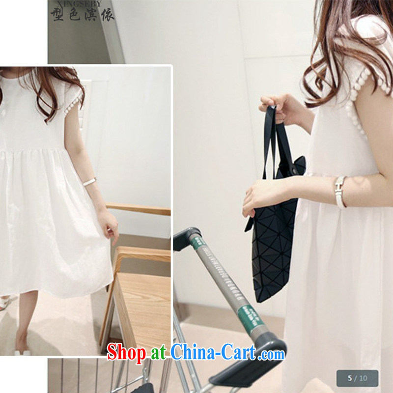 Type color bin in accordance with the summer leisure larger female liberal video thin solid doll dresses and 335 A 102,029 white M, Goshiki (XINGSEBY), shopping on the Internet