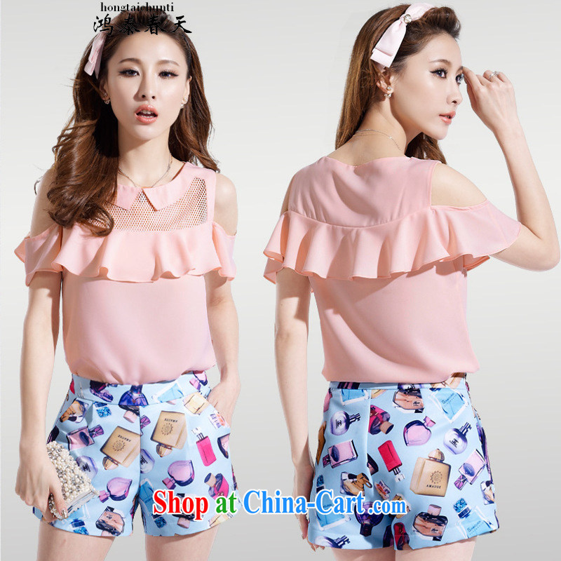 Leong Che-hung Tai spring should be two-piece large, blouses your shoulders snow woven short-sleeved stamp stylish package for 327 B 980,339 pink XL, Hung Tai spring (hongtaichuntian), online shopping