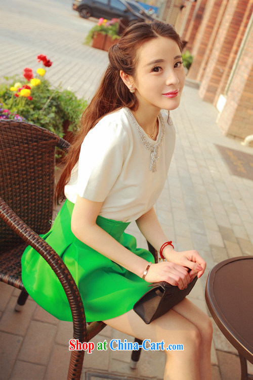 Korean Princess Anne Recreation Fashion wood drill short-sleeved T-shirt silver light green high-waist skirt body kit for 327 B 950,738 white S pictures, price, brand platters! Elections are good character, the national distribution, so why buy now enjoy more preferential! Health