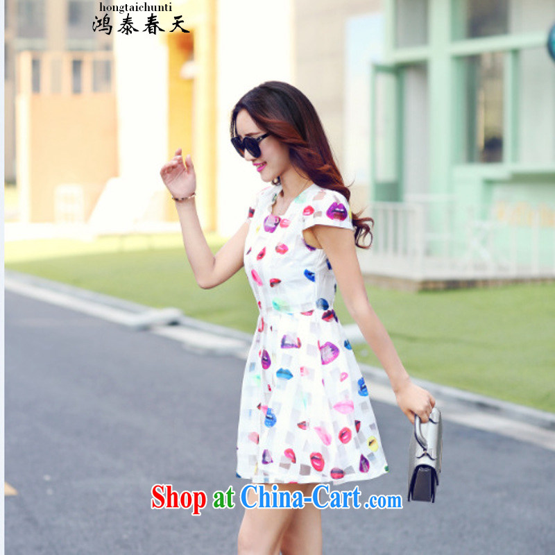 Leong Che-hung Tai spring Delta summer new Korean European root yarn small fresh lady stamp short-sleeve girls dresses and 335 115,838 A white 2XL, Hung Tai spring (hongtaichuntian), online shopping