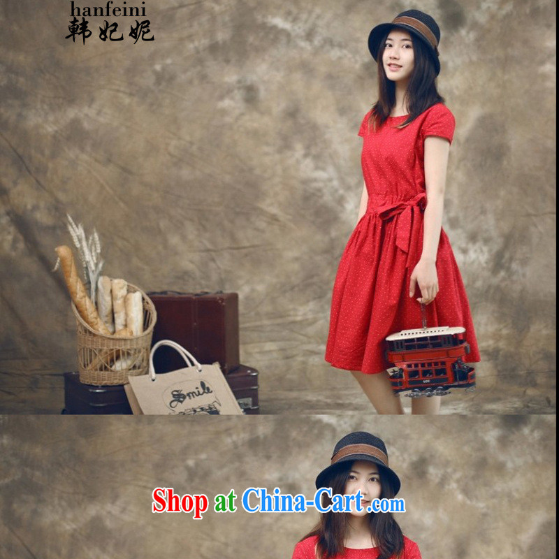 Korean Princess Anne summer cotton Ma dress short-sleeved, with skirts and 324651740 red XL, Korean Princess Anne (hanfeini), and, on-line shopping