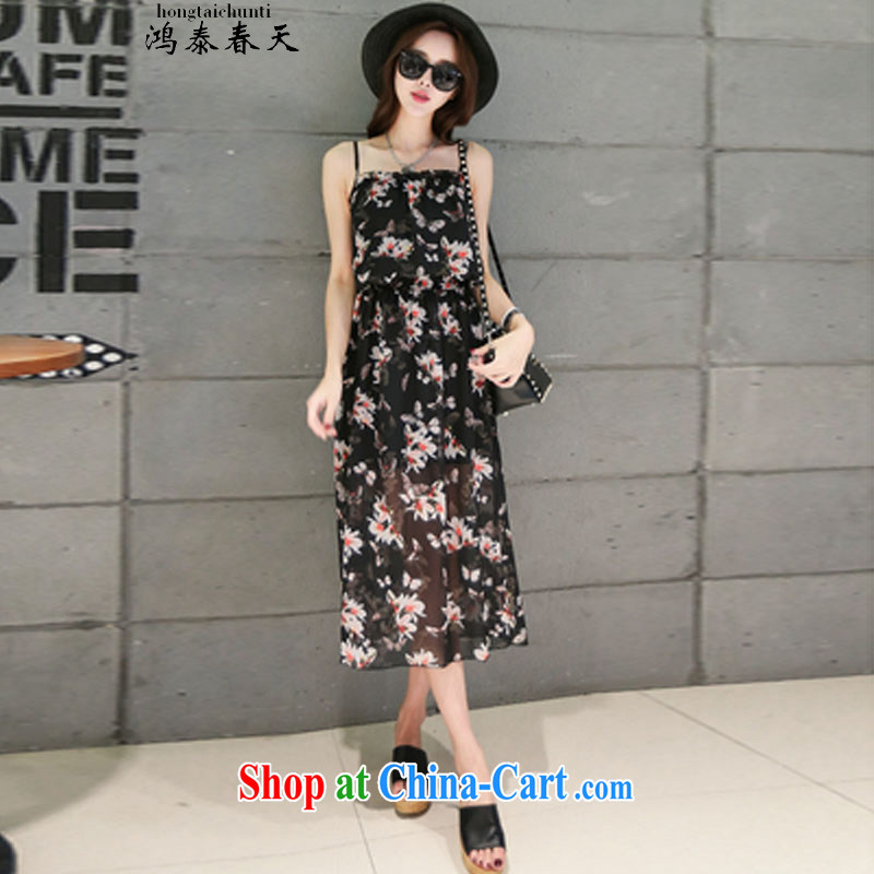 Leong Che-hung Tai spring Delta Summer Snow-woven strap with flouncing stamp bohemian long skirt skirt beach the 425510232 5 L, Hung-tai spring (hongtaichuntian), shopping on the Internet