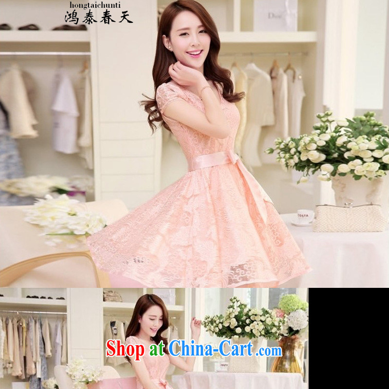 Leong Che-hung Tai spring Delta summer new Korean Beauty lady dresses, long lace snow woven the 339332930 pink M, Hung-tai spring (hongtaichuntian), online shopping