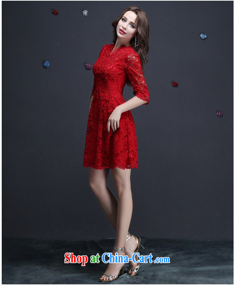 The Vanessa summer 2015 new Magenta short dress bridal dresses stylish package shoulder wedding dress bridesmaid clothing Openwork lace small V short-sleeved red XXL pictures, price, brand platters! Elections are good character, the national distribution, so why buy now enjoy more preferential! Health
