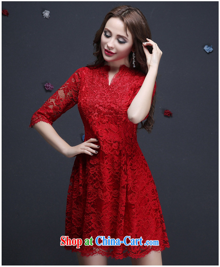 The Vanessa summer 2015 new Magenta short dress bridal dresses stylish package shoulder wedding dress bridesmaid clothing Openwork lace small V short-sleeved red XXL pictures, price, brand platters! Elections are good character, the national distribution, so why buy now enjoy more preferential! Health