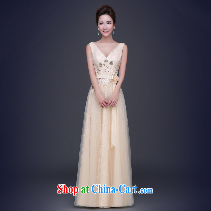 Jie MIA dress 2015 new summer champagne color dual-shoulder short, small dress bridesmaid serving long banquet moderator female long XXL, Jake Mia, and shopping on the Internet