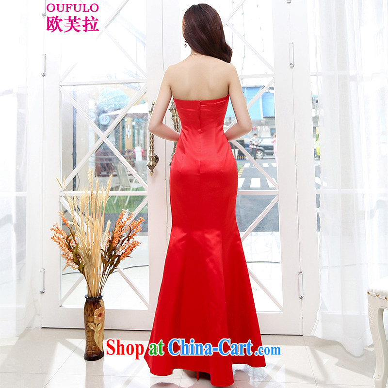 Europe could pull Oufulo 2015 new bride wedding dress toast clothing stylish long crowsfoot beauty wedding dresses elegant chair night show red S, the OSCE could pull-down (oufulo), online shopping