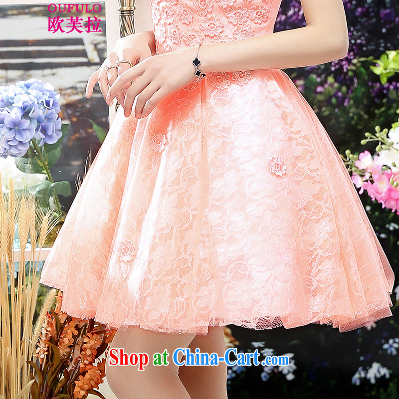 Europe could pull Oufulo spring and summer new elegant lace pregnant women wedding dresses. Evening Dress uniforms bridal toast clothing bridesmaid clothing beauty dresses pink S, the OSCE could pull-down (oufulo), online shopping