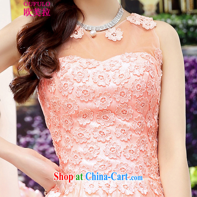 Europe could pull Oufulo spring and summer new elegant lace pregnant women wedding dresses. Evening Dress uniforms bridal toast clothing bridesmaid clothing beauty dresses pink S, the OSCE could pull-down (oufulo), online shopping