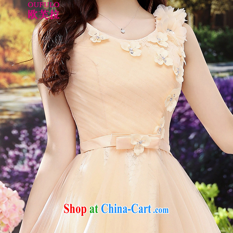 The summing up-down Oufulo 2015 new stylish bridal toast clothing spring and summer wedding beauty wedding dresses bridesmaid's dress pregnant women small dress apricot XL, the OSCE could pull (oufulo), online shopping